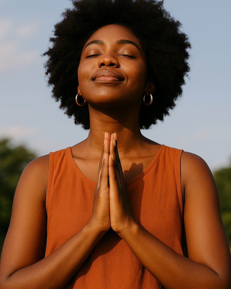 Une jeune dame africaine en posture de remerciement