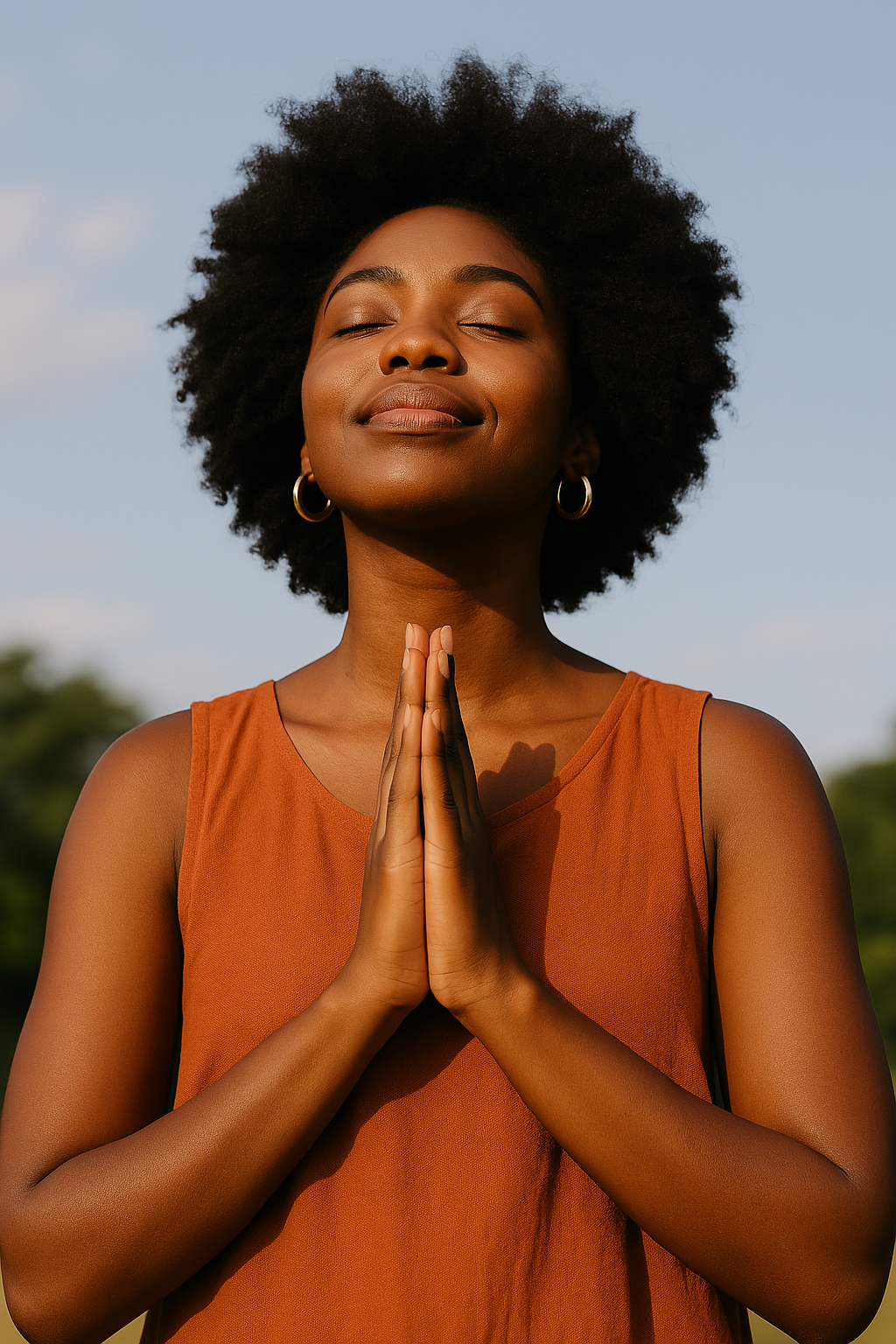Une jeune dame africaine en posture de remerciement