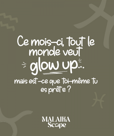 Illustration de l’horoscope africain de septembre avec message “Glow up”