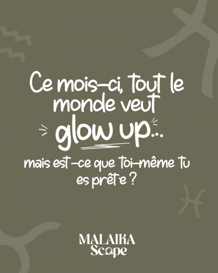 Illustration de l’horoscope africain de septembre avec message “Glow up”