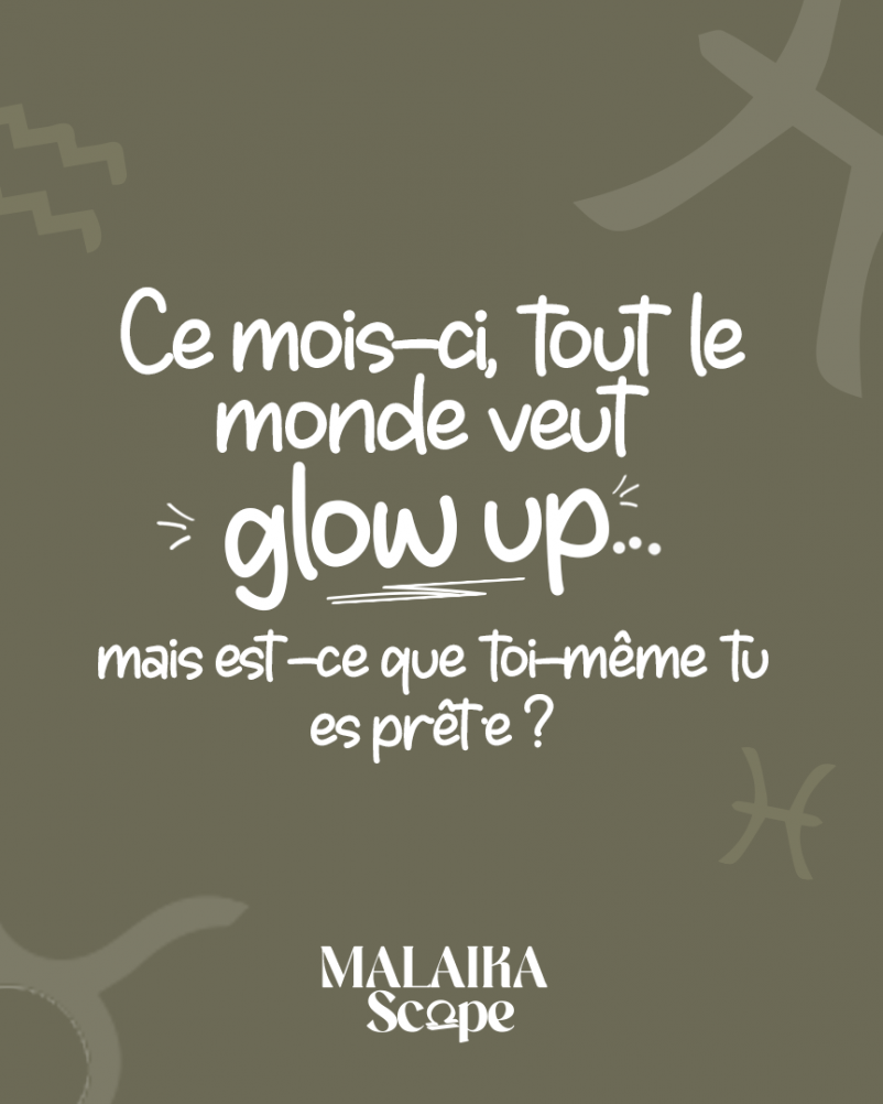 Illustration de l’horoscope africain de septembre avec message “Glow up”