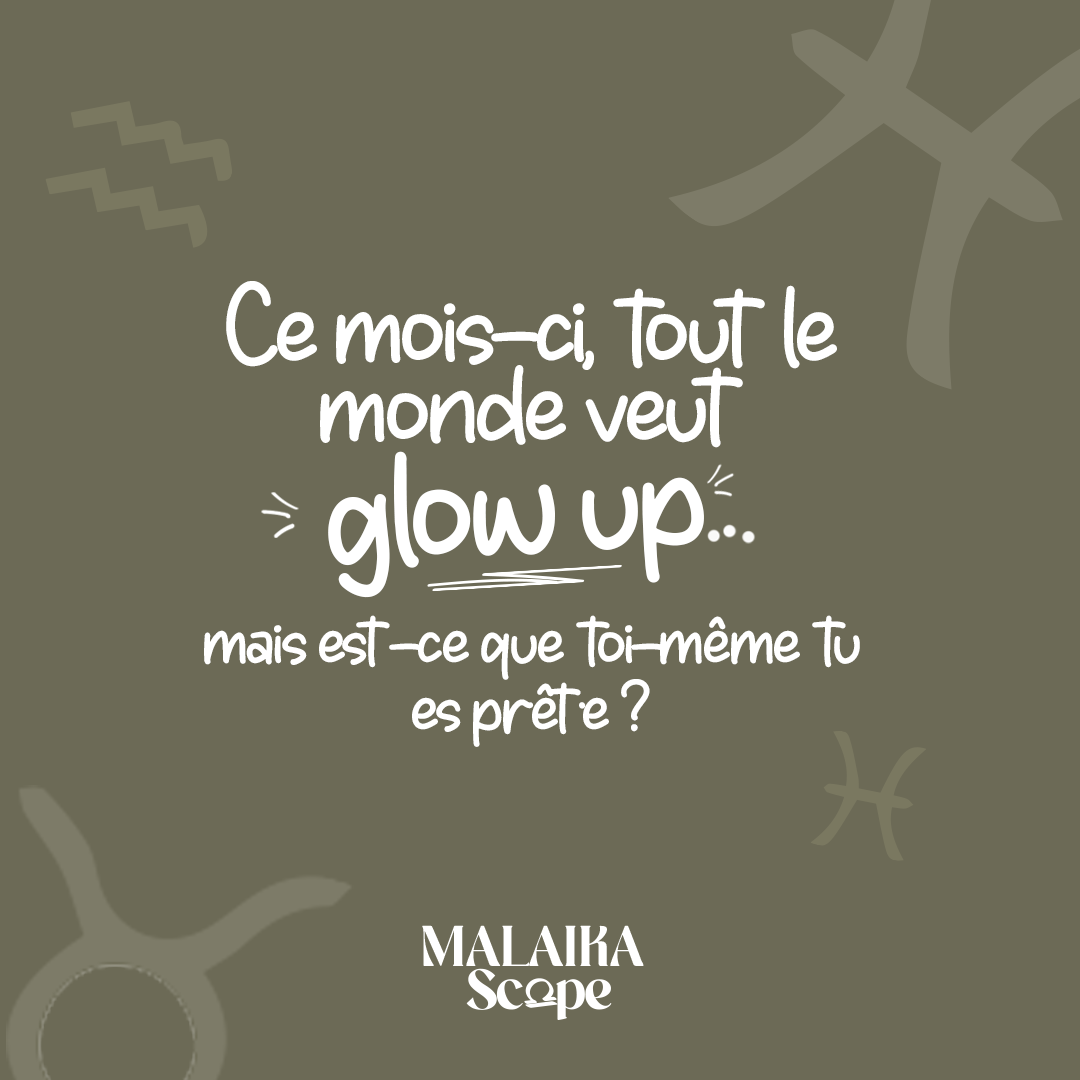 Illustration de l’horoscope africain de septembre avec message “Glow up”