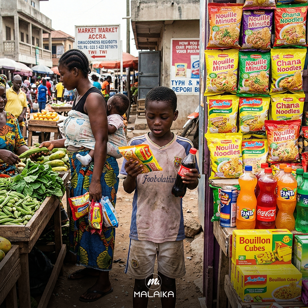 Produits alimentaires ultra transformés comme sodas, biscuits et snacks industriels